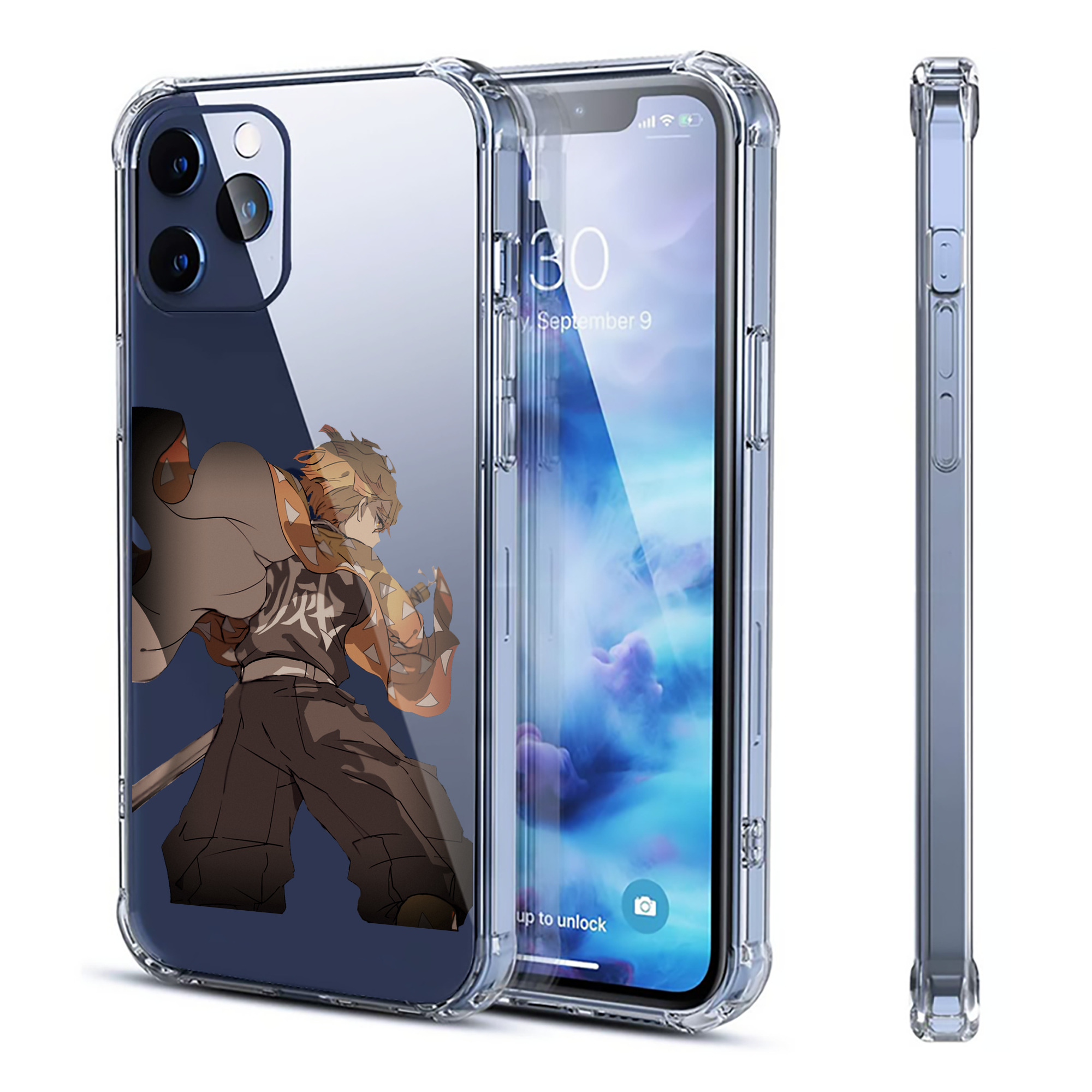 （画像用） 鬼滅の刃（きめつのやいば）我妻 善逸／あがつま ぜんいつ Agatsuma Zenitsu 【iPhone 12シリーズ対応】透明スマホケース（クリアソフトケース）